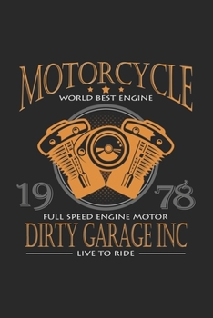 Paperback Motorcycle engine motor dirty garage live to ride: 6x9 Engines - grid - squared paper - notebook - notes Book