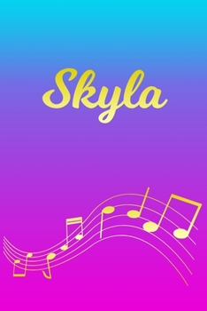 Paperback Skyla: Sheet Music Note Manuscript Notebook Paper - Pink Blue Gold Personalized Letter S Initial Custom First Name Cover - Mu Book