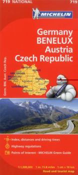 Map Michelin Germany, Benelux, Austria, Czech Republic Road and Tourist Map Book