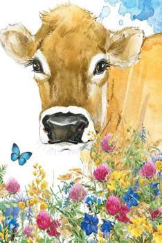 Flower and Cow Notebook: 100 Page Wide-lined Blank Journal
