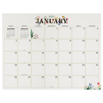 Calendar Cal 2025- Floral Large Desk Pad Monthly Blotter Book