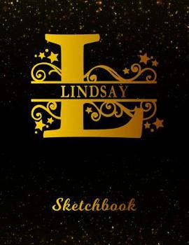 Paperback Lindsay Sketchbook: Letter L Personalized First Name Personal Drawing Sketch Book for Artists & Illustrators Black Gold Space Glittery Eff Book