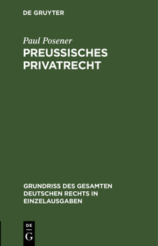 Hardcover Preußisches Privatrecht [German] Book