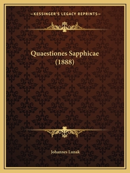 Paperback Quaestiones Sapphicae (1888) [Latin] Book