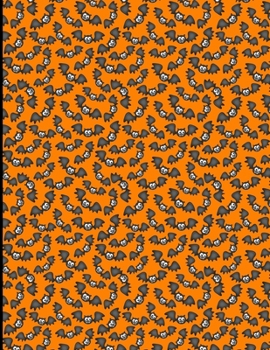 Notebook: Halloween Black Bats Flying Orange Background Color Design Cover College Ruled Lined Paper Composition Book Journal