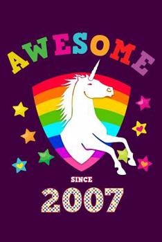 Awesome Since 2007: Unicorn 4 x 4 Quadrille Squared Coordinate Grid Paper | Glossy Magical Purple Cover for Girls Born in '07 | Math & Science ... Students | Four squares per inch graph page