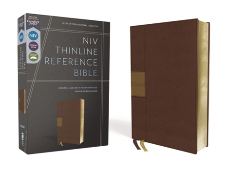 Imitation Leather Niv, Thinline Reference Bible (Deep Study at a Portable Size), Leathersoft, Brown, Red Letter, Comfort Print Book