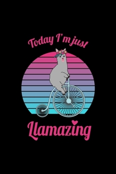 Paperback Today I'm Just Llamazing: Dot Grid Journal - Llamazing Retro Biking Sloth Llama Funny Easy Halloween Gift - Black Dotted Diary, Planner, Gratitu Book