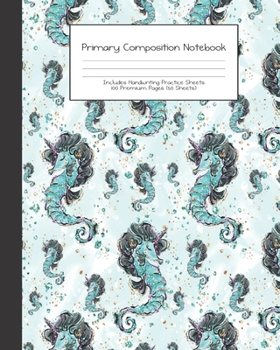 Paperback Primary Composition Notebook: Audrey Mermaids -Grades K-2 - Handwriting Practice Paper-Primary Ruled With Dotted Midline - 100 Pgs 50 Sheets - Premi Book