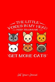 Cat Lovers Journal: The Little Voices In My Head Cat Funny Christmas Gift - Red Dotted Dot Grid Bullet Notebook - Diary, Planner, Gratitude, Writing, Goal, Log Journal - 6x9 120 pages