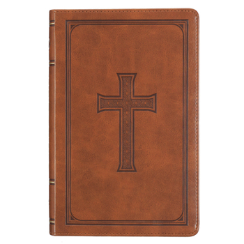 KJV Holy Bible, Standard Size Faux Leather Red Letter Edition - Thumb Index & Ribbon Marker, King James Version, Tan Cross