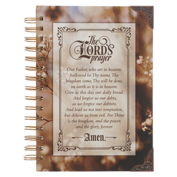 Spiral-bound Christian Art Gifts Journal W/Scripture for Men/Women the Lord's Prayer Mathew Bible Verse Brown 192 Ruled Pages, Large Hardcover Notebook, Wire Bound Book