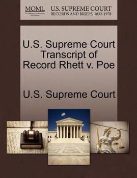 Paperback U.S. Supreme Court Transcript of Record Rhett V. Poe Book