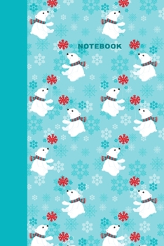 Notebook: Blank Wide Lined Journal for Daily Writing, Homework, Note Taking, Gratitude, and More | Winter Polar Bear Cover Design in Blue