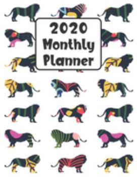 Paperback 2020 Monthly Planner: Lion 12 Month Planner Calendar Organizer Agenda with Habit Tracker, Notes, Address, Password, & Dot Grid Pages Book