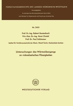 Paperback Untersuchungen des Wärmeübergangs an viskoelastischen Flüssigkeiten [German] Book