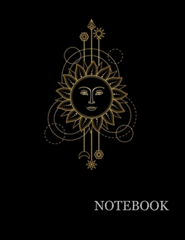 Paperback Golden Sun Mandala Black Notebook- Golden Sun Mandala Black Notebook Grid Sturdy High Quality Premium White Paper 8.5x11 pages- Notebook For Woman - J Book