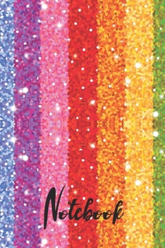 Notebook: Rainbow Faux Gold Glitter Notebook Wide Ruled Lined Journal 6x9 Inch ( Legal ruled ) Family Anniversary Party Gift Idea Holidays Mom Dad or Kids