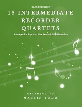 Paperback 13 Intermediate Recorder Quartets - Bass Recorder Book