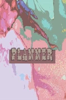 Vision Board Planner Diary Notebook 1-Year Calendar: Fushia Mint Green Pattern || 6"x9" Lined Journal 120-Pages