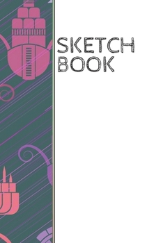 Paperback Sketch Book: Purple, pink pattern wrap around design sketchbook: 90 blank pages Book