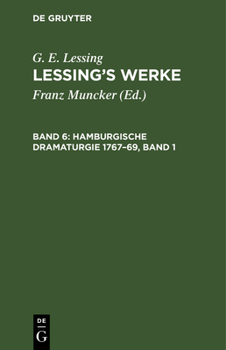 Hardcover Hamburgische Dramaturgie 1767-69, Band 1 [German] Book
