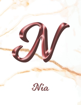 Paperback Nia: 1 Year Weekly Planner with Note Pages (12 Months) - White Marble Rose Gold Pink Effect Letter N - 2020 - 2021 - Week P Book