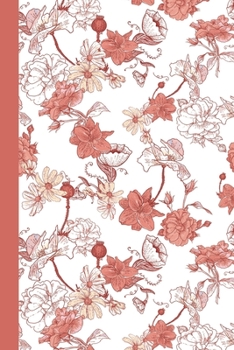Paperback Journal: Floral Garden (Orange) 6x9 - DOT JOURNAL - Journal with dot grid paper - dotted pages with light grey dots Book