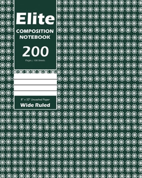 Paperback Elite Composition Notebook, Wide Ruled 8 x 10 Inch, Large 100 Sheet, Olive Cover Book