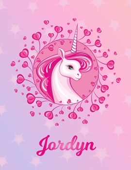 Paperback Jordyn: Unicorn Sheet Music Note Manuscript Notebook Paper - Magical Horse Personalized Letter J Initial Custom First Name Cov Book