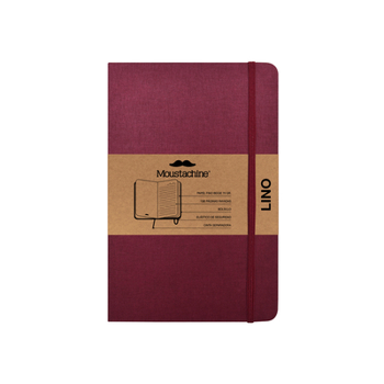 Hardcover Moustachine Classic Linen Pocket Burgundy Lined Flex Book