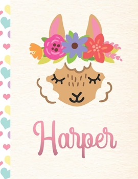 Paperback Harper: Personalized Llama Sketchbook For Girls With Pink Name - 8.5x11 110 Pages. Doodle, Draw, Sketch, Create! Book