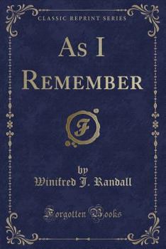 Paperback As I Remember (Classic Reprint) Book