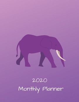 2020 Monthly Planner Purple Elephant Design 8 1/2" x 11"