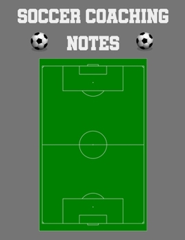 Soccer Coaching Notes: For soccer coaches to use to plan games | Includes a pitch diagram to sketch out strategies and room for coaching notes.