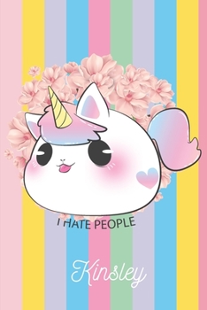 Kinsley: I Hate People - Personalized Blank Lined Journal Notebook Gift For Girls, Women