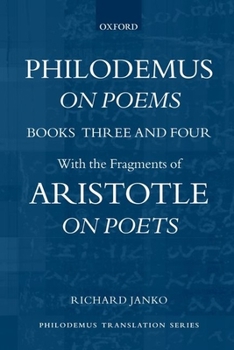 Paperback Philodemus, on Poems, Books 3-4: With the Fragments of Aristotle, on Poets Book