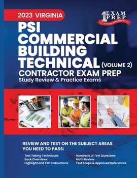 Paperback 2023 Virginia PSI Commercial Building Technical Contractor: Volume 2: Study Review & Practice Exams Book