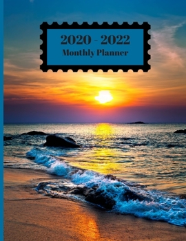 Paperback 2020-2022 Monthly Planner: Sunset On The Beach Water Ocean Sea Design Cover 2 Year Planner Appointment Calendar Organizer And Journal Notebook Book