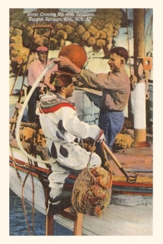 Paperback Vintage Journal Diver with Sponges, Tarpon Springs, Florida Book