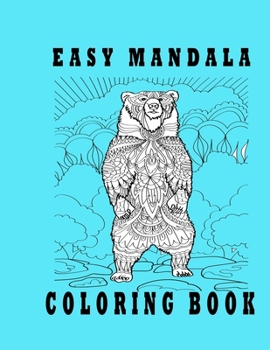 easy mandala coloring book: Relaxing animals Mandala Coloring Book for Adults