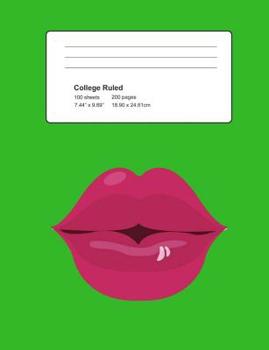 Paperback Red Lips College Rule School Notebook Book