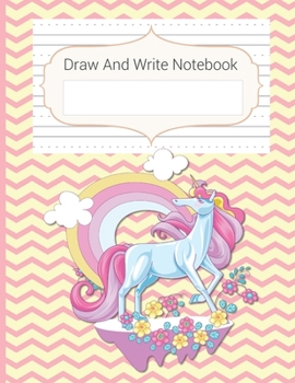 Paperback Draw And Write Notebook: Pretty Unicorn Story Paper Notebook For Kids, Black & White Blank Handwriting & Sketch Notebook For Primary, Kindergar Book