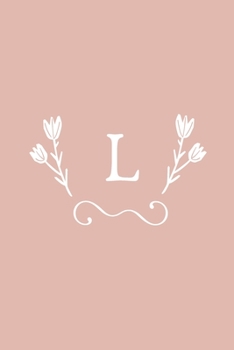 L: Monogram initial medium-lined notebook. Pink and white diary.