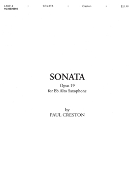 Paperback Sonata, Op. 19: For E-Flat Alto Saxophone Book