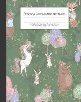 Paperback Primary Composition Notebook: Spring Boho Floral Springtime -Grades K-2 - Handwriting Practice Paper-Primary Ruled With Dotted Midline - 100 Pgs 50 Book