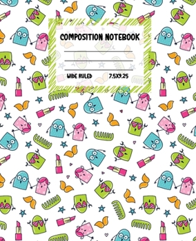 Paperback Composition Notebook Wide Ruled: Size 7.5 " x 9.25 " - Pretty Colourful Workbook for Little Princesses Girls Kids Teens Students for School Home Colle Book