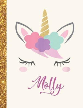 Molly: Molly Unicorn Personalized Black Paper SketchBook for Girls and Kids to Drawing and Sketching Doodle Taking Note Marble Size 8.5 x 11