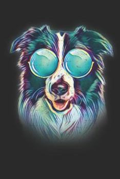 Border Collie: Neon Dog with Sunglasses Blank Lined Journal Notebook Diary