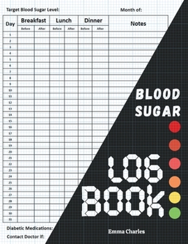 Paperback Blood sugar logbook: Large print diabetic diary for glucose level monitoring & Tracking [Large Print] Book